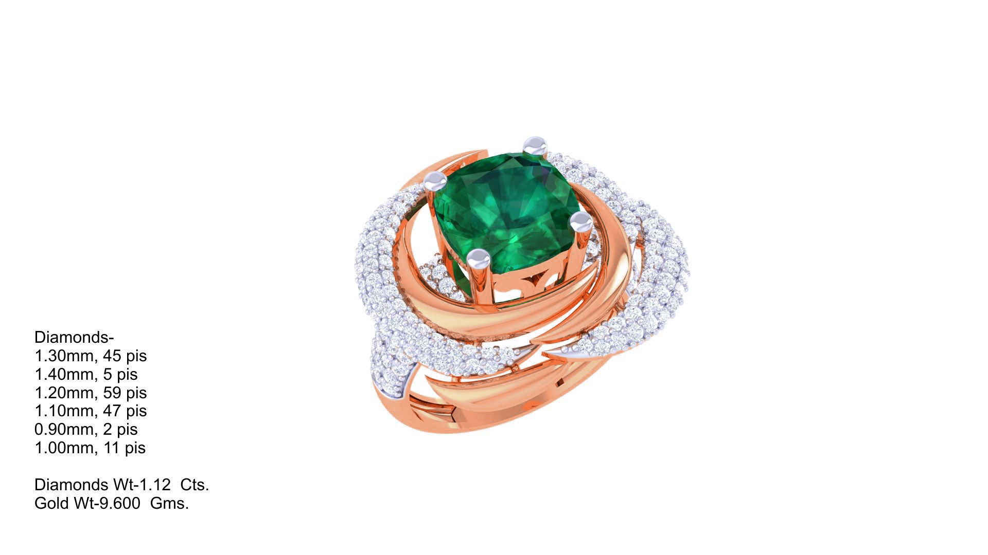 Gemstone High Jewelry Cocktail Ring 3dm stl renders 3D print model_5