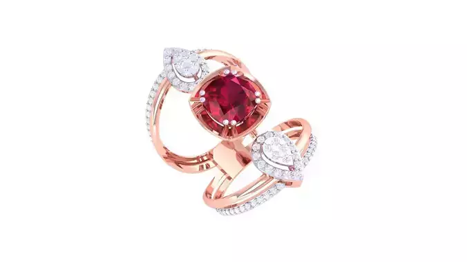 Gemstone High Jewelry Cocktail Ring 3dm stl renders 3D print model