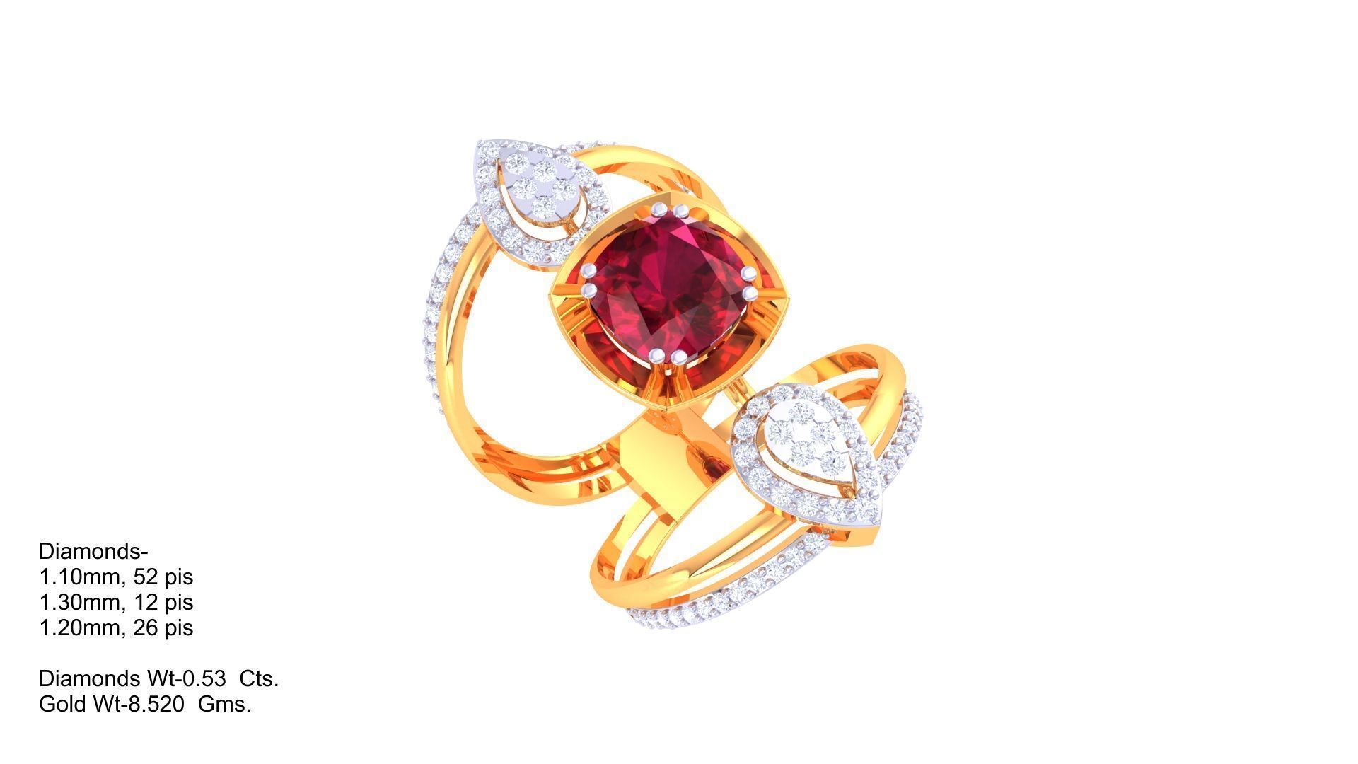 Gemstone High Jewelry Cocktail Ring 3dm stl renders 3D print model_3