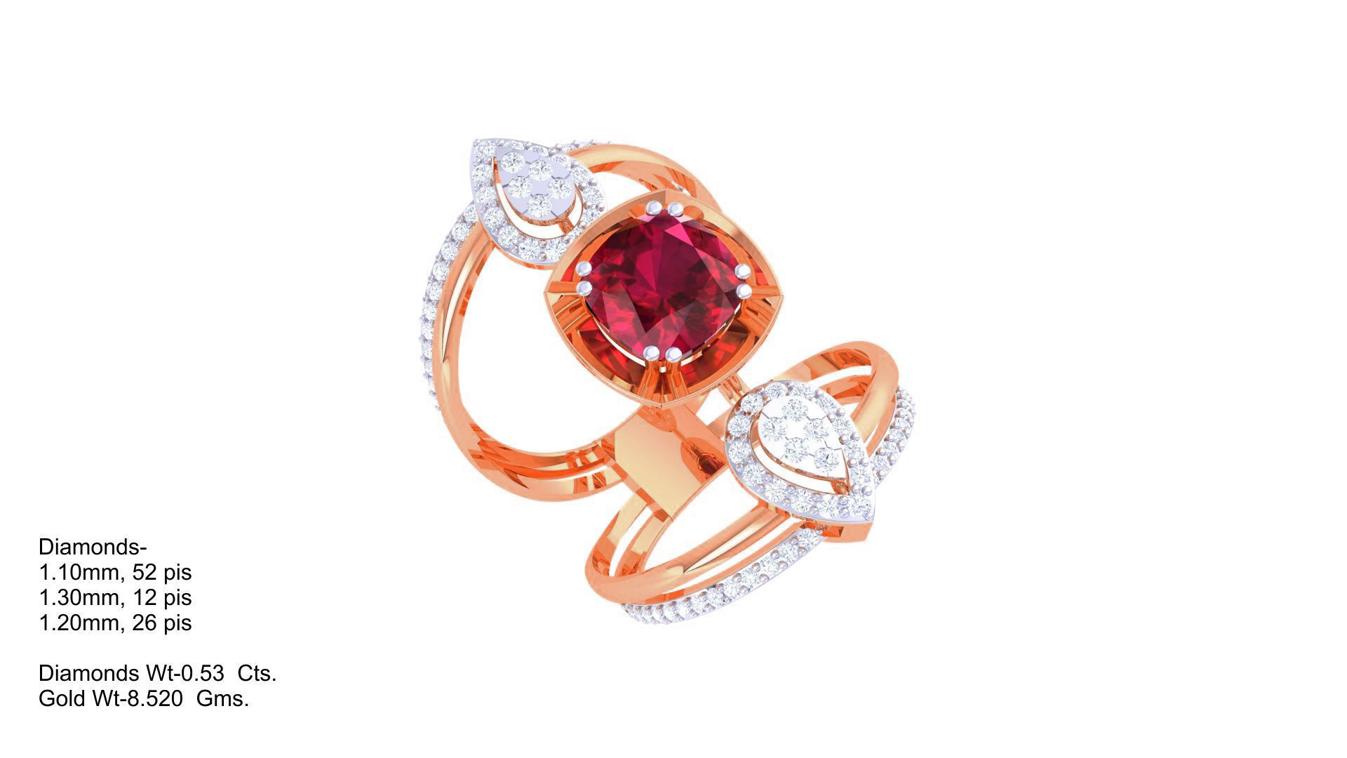 Gemstone High Jewelry Cocktail Ring 3dm stl renders 3D print model_5