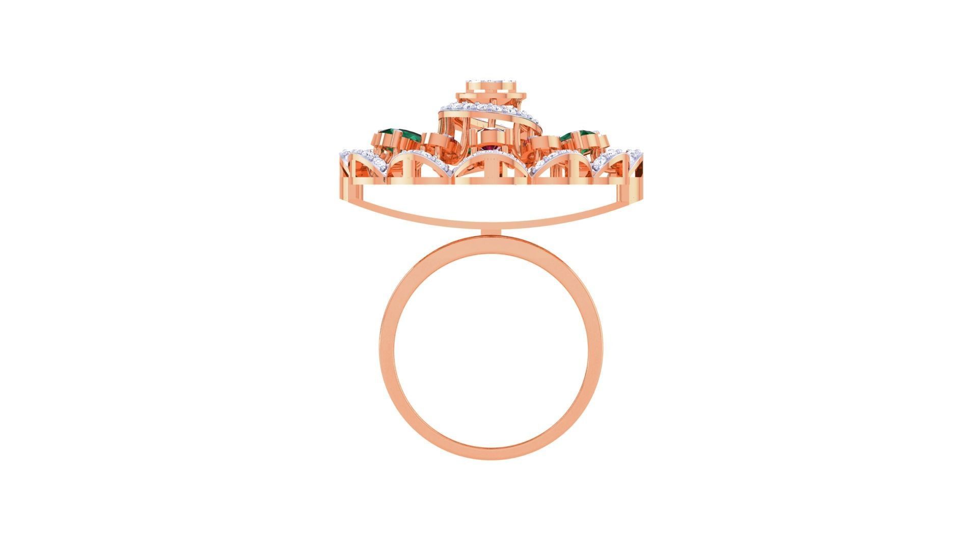 Gemstone High Jewelry Cocktail Ring 3dm stl renders 3D print model_10