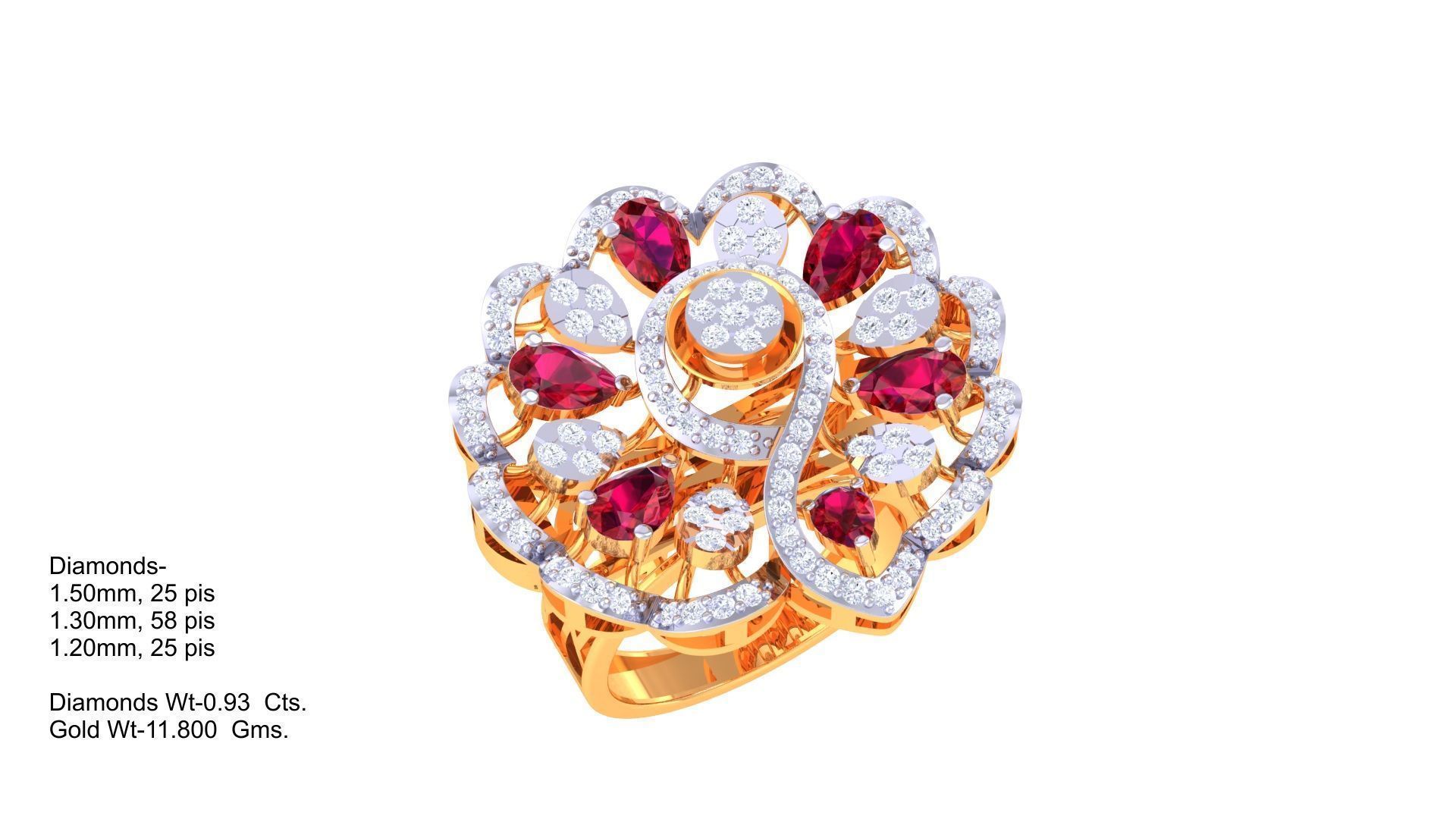 Gemstone High Jewelry Cocktail Ring 3dm stl renders 3D print model_3