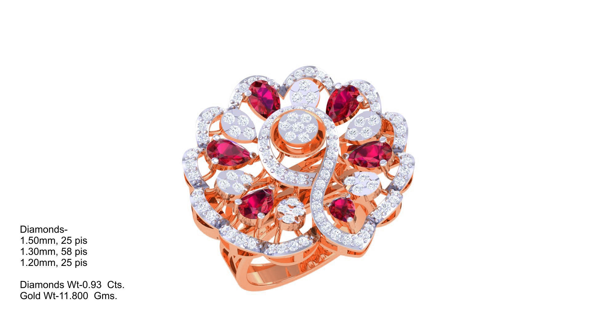 Gemstone High Jewelry Cocktail Ring 3dm stl renders 3D print model_4