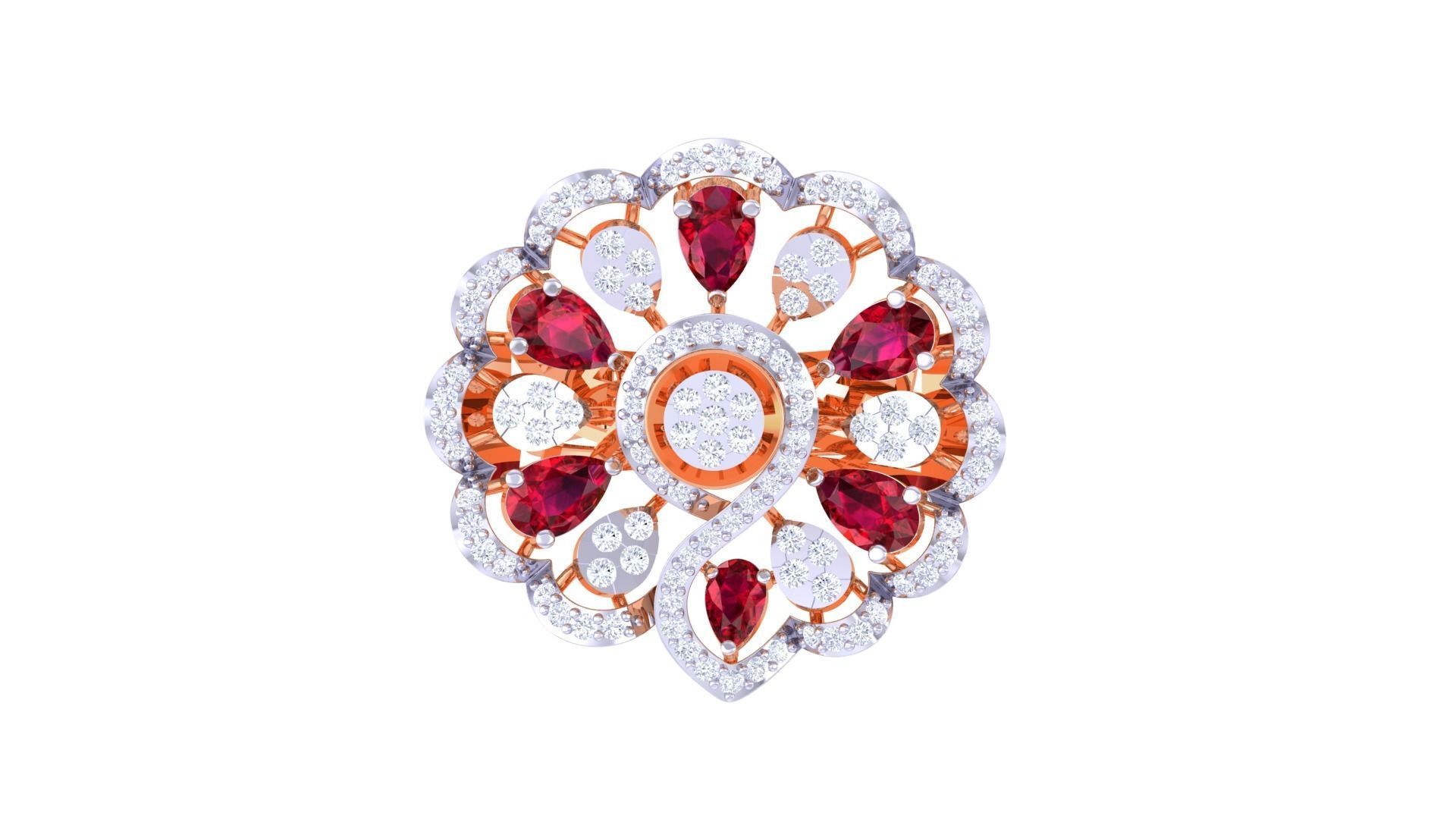 Gemstone High Jewelry Cocktail Ring 3dm stl renders 3D print model_8