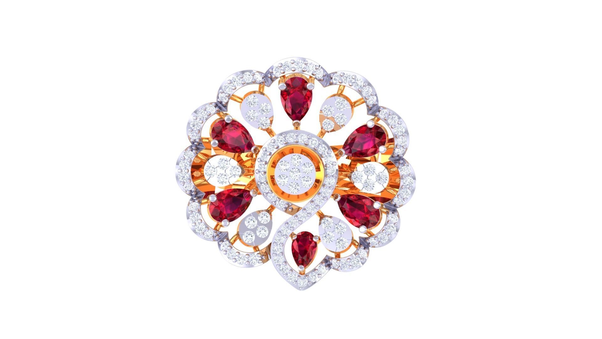 Gemstone High Jewelry Cocktail Ring 3dm stl renders 3D print model_7