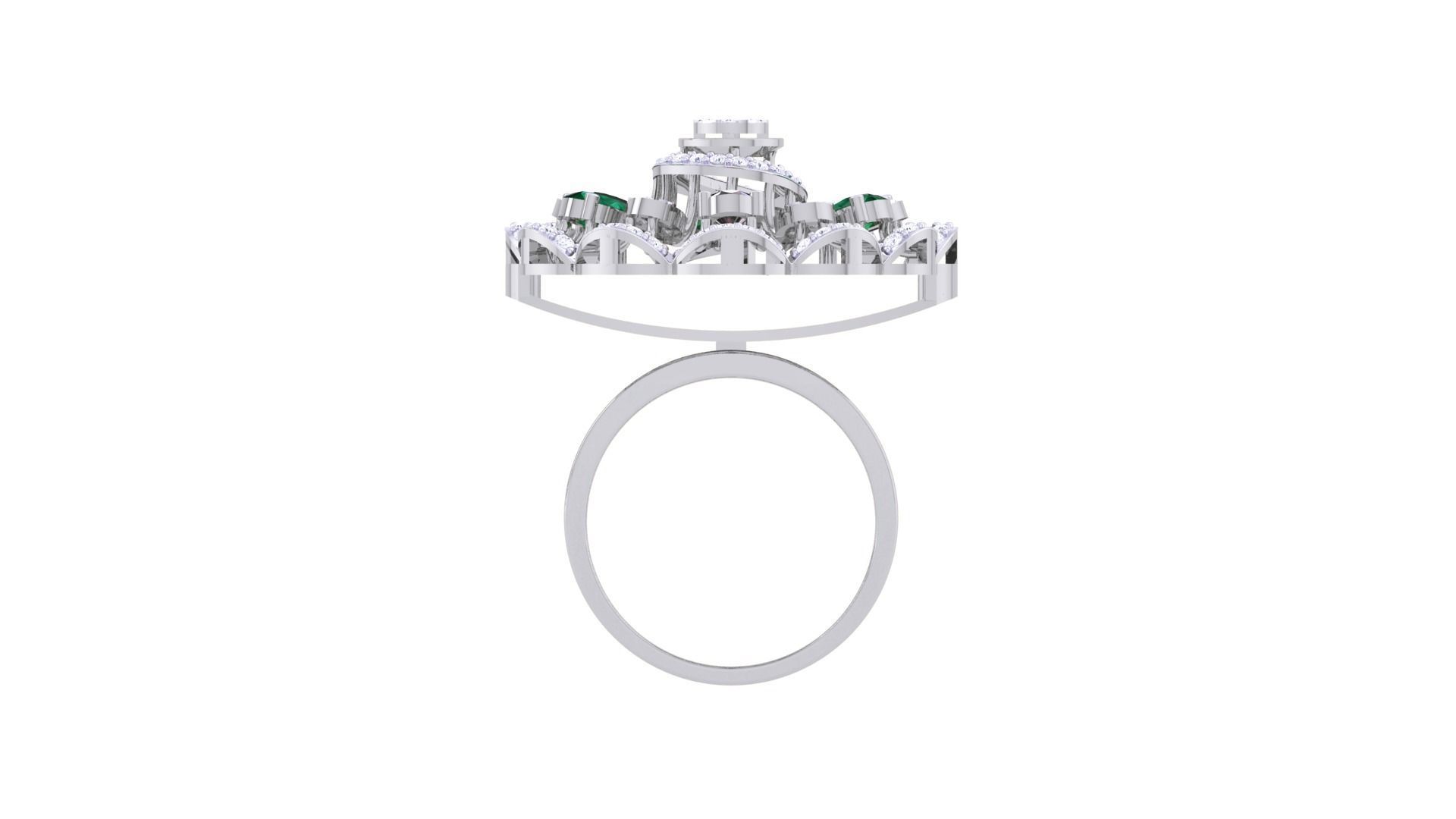 Gemstone High Jewelry Cocktail Ring 3dm stl renders 3D print model_12