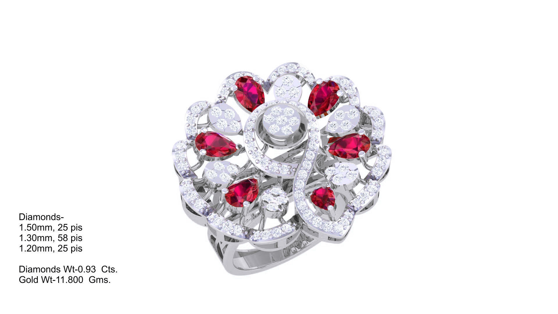 Gemstone High Jewelry Cocktail Ring 3dm stl renders 3D print model_5