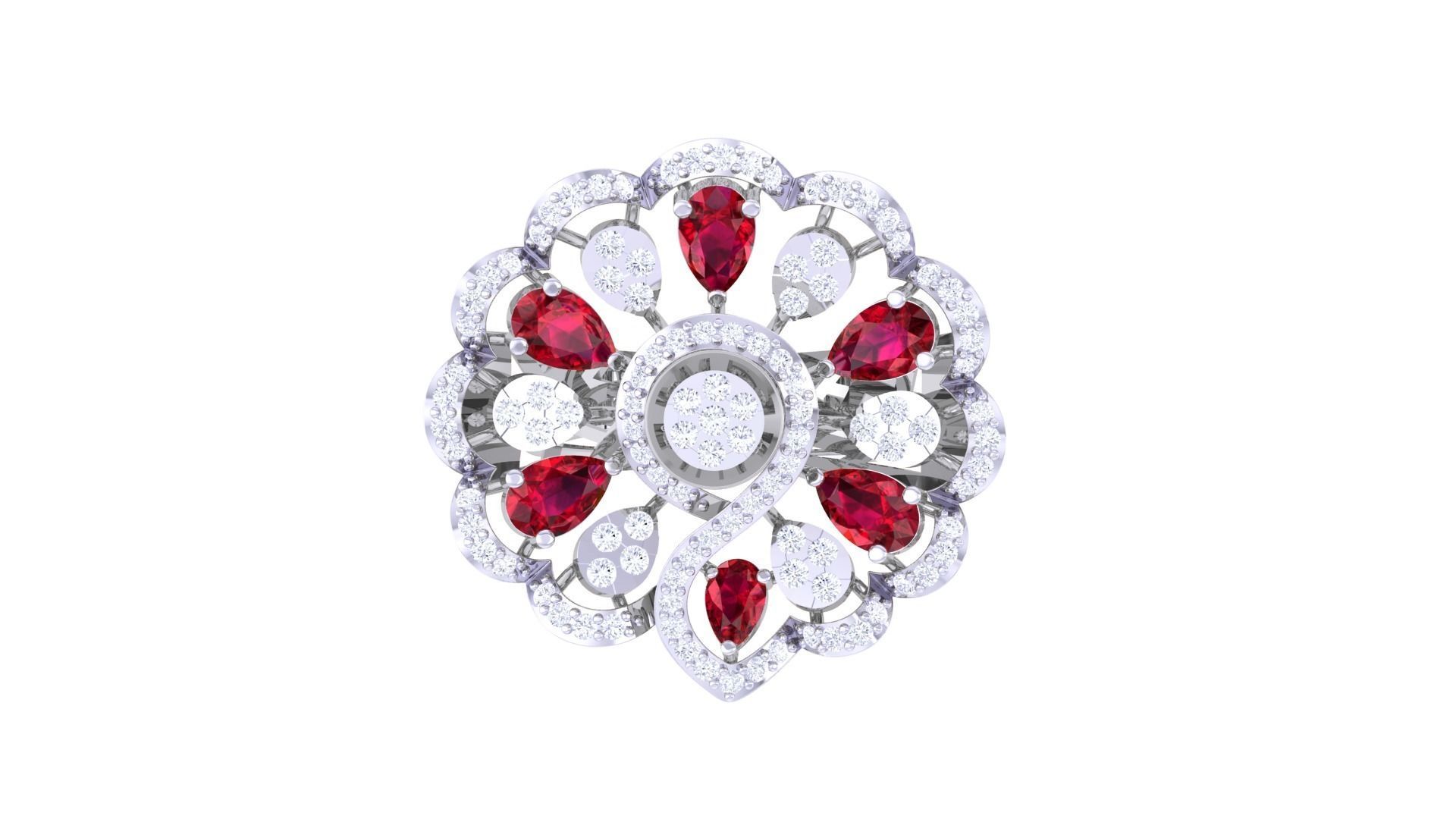 Gemstone High Jewelry Cocktail Ring 3dm stl renders 3D print model_9