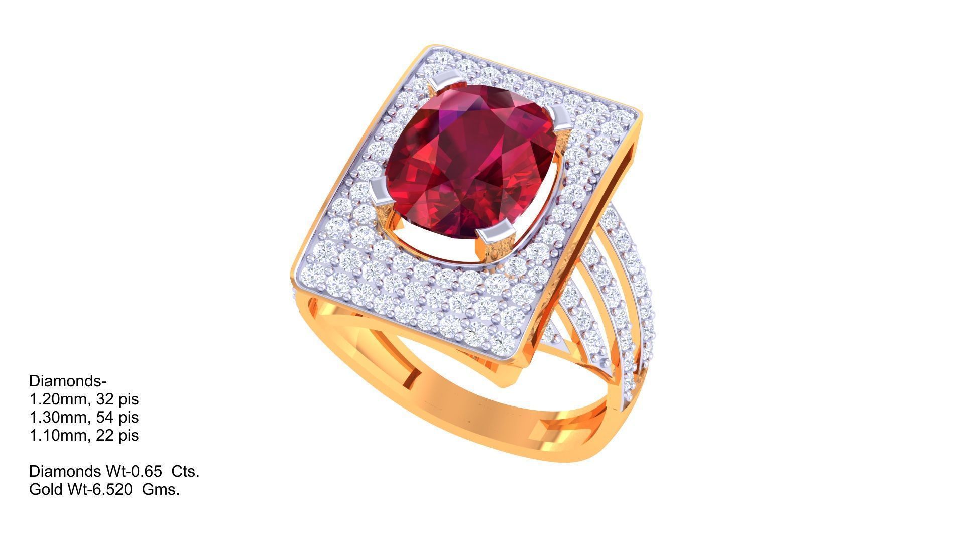 Gemstone High Jewelry Cocktail Ring 3dm stl renders 3D print model_3