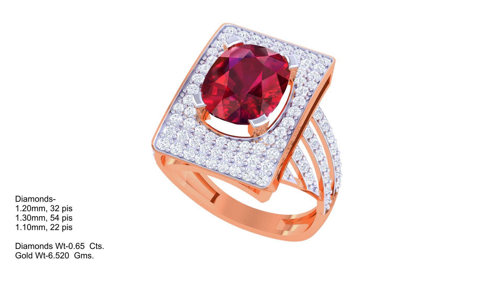 Gemstone High Jewelry Cocktail Ring 3dm stl renders 3D print model_4