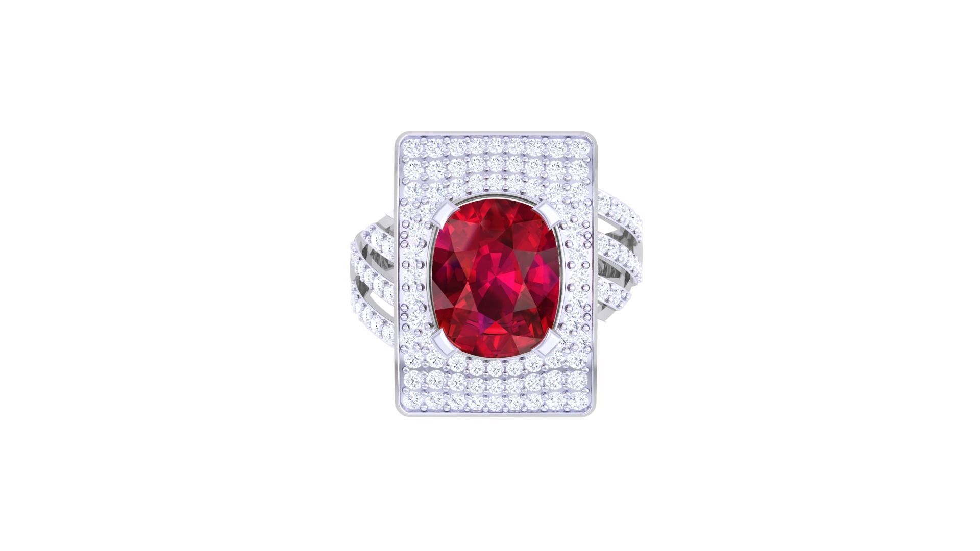 Gemstone High Jewelry Cocktail Ring 3dm stl renders 3D print model_8