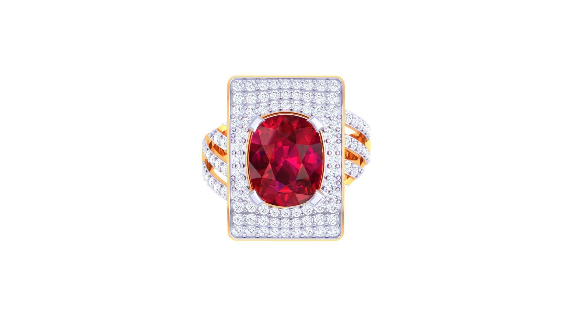 Gemstone High Jewelry Cocktail Ring 3dm stl renders 3D print model_7