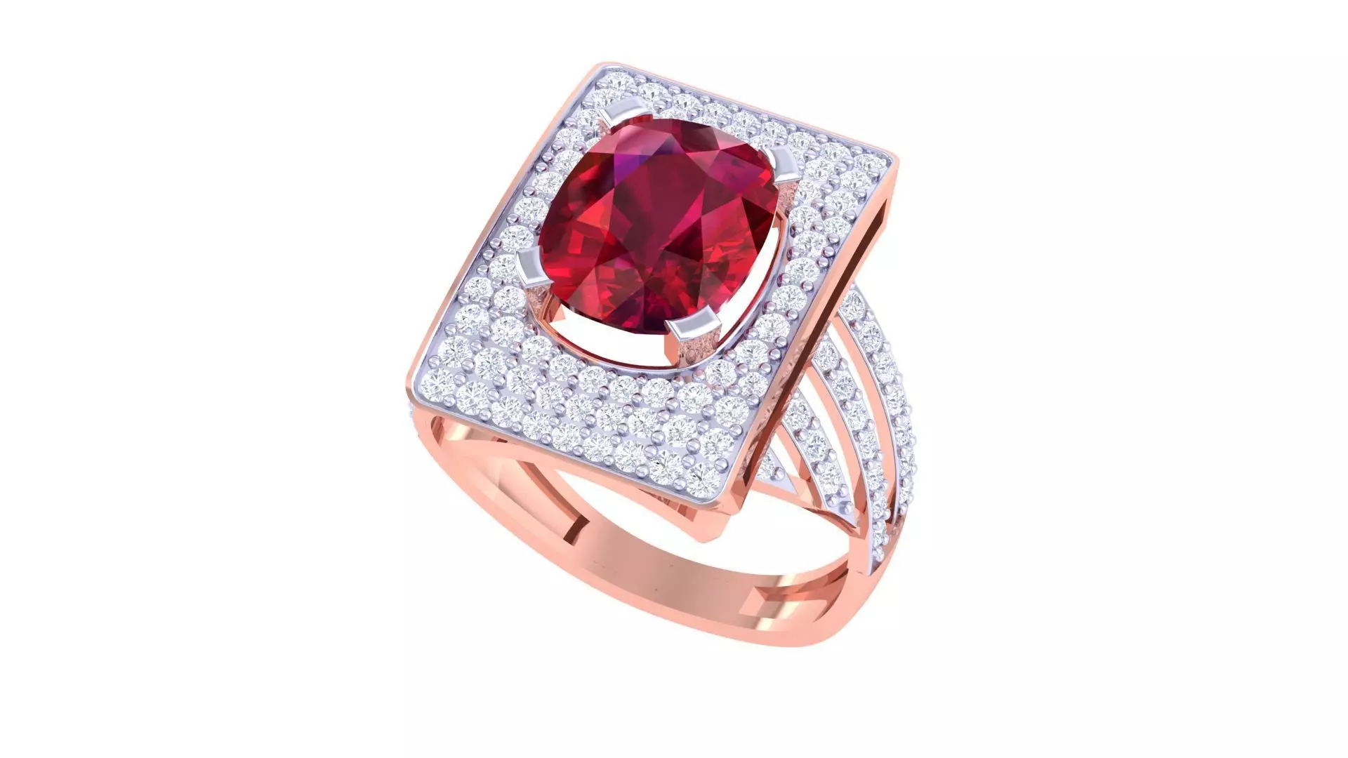 Gemstone High Jewelry Cocktail Ring 3dm stl renders 3D print model_0