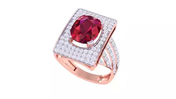 Gemstone High Jewelry Cocktail Ring 3dm stl renders 3D print model