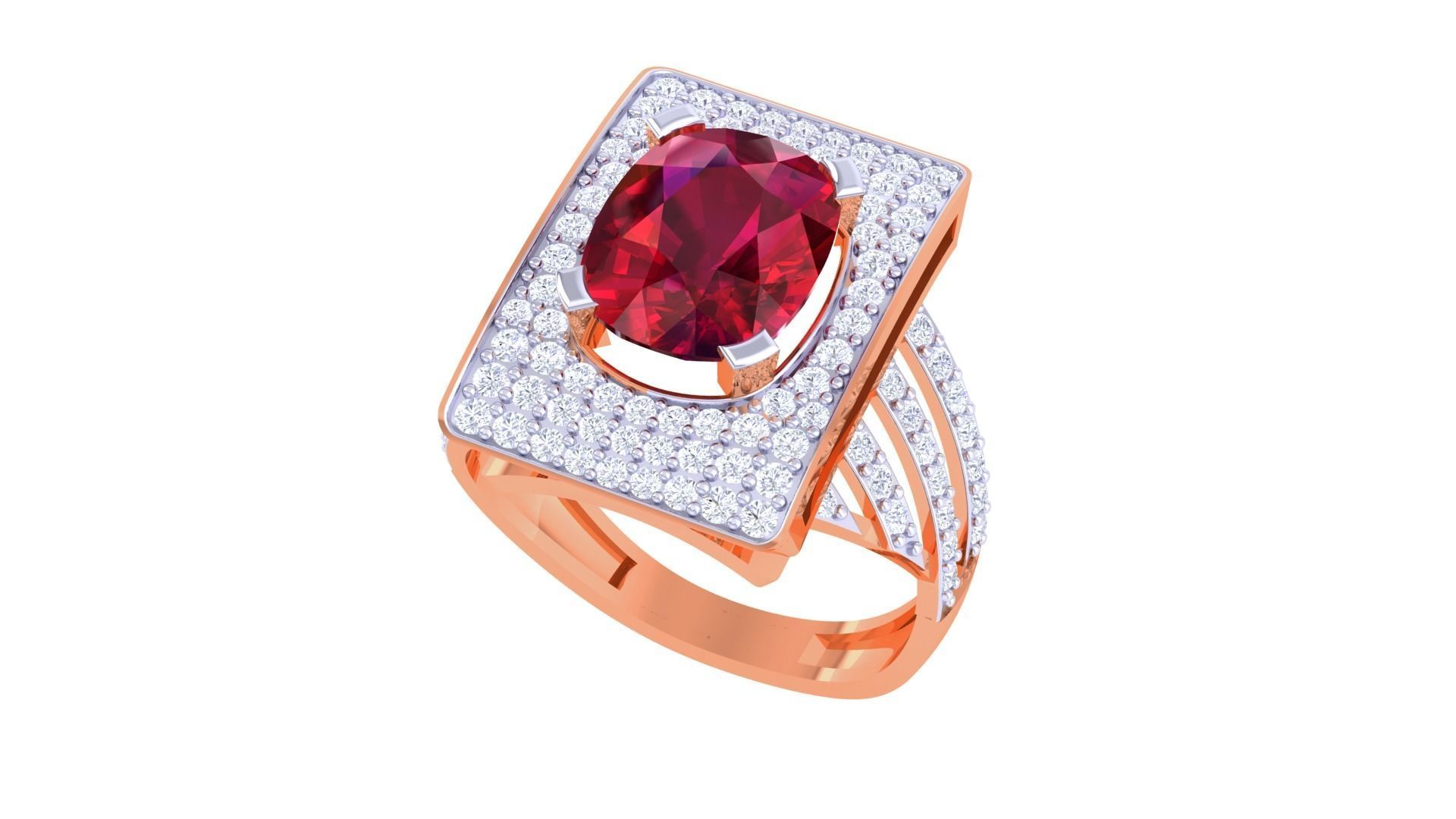 Gemstone High Jewelry Cocktail Ring 3dm stl renders 3D print model_6