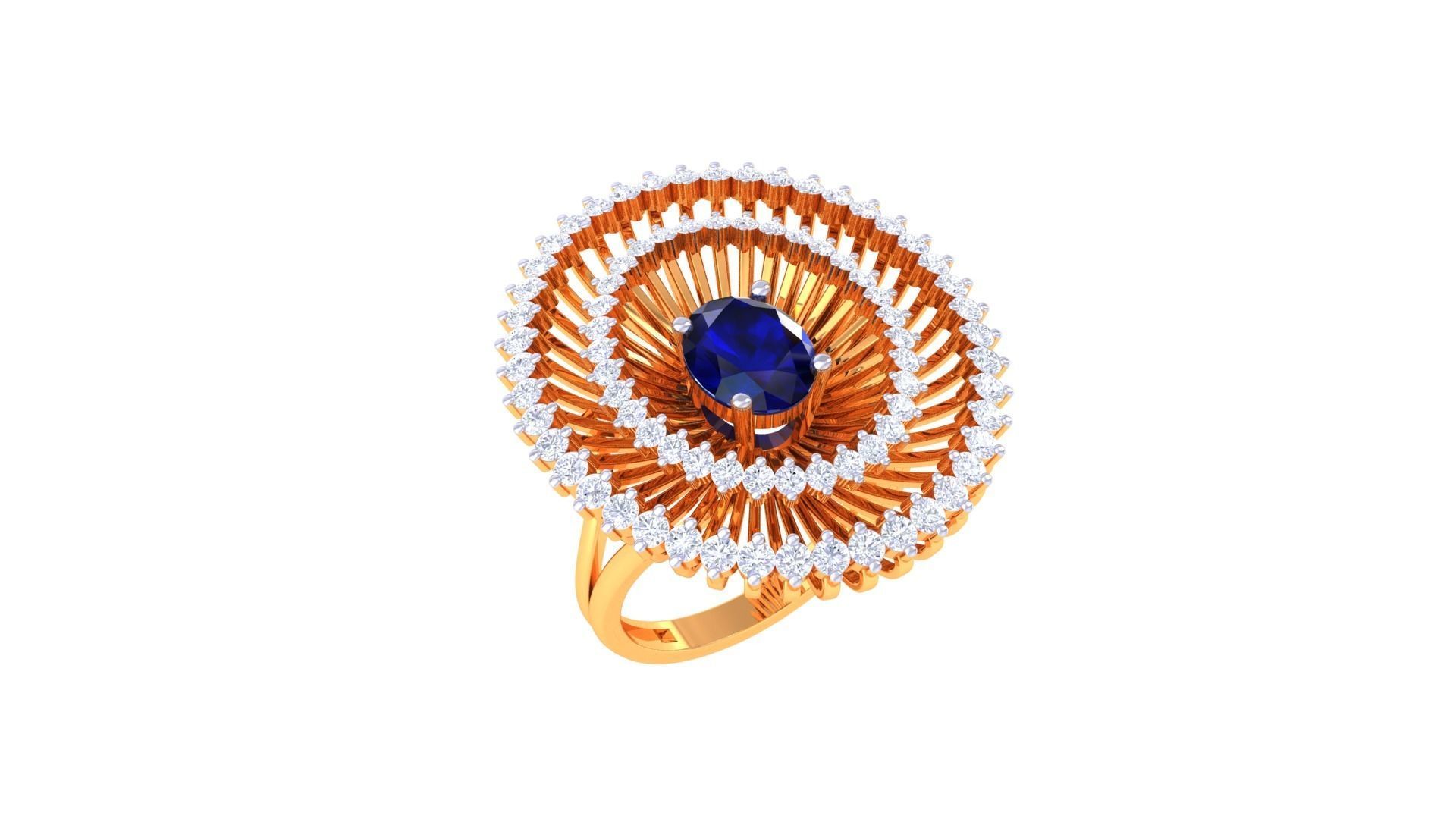 Gemstone High Jewelry Cocktail Ring 3dm stl renders 3D print model_2