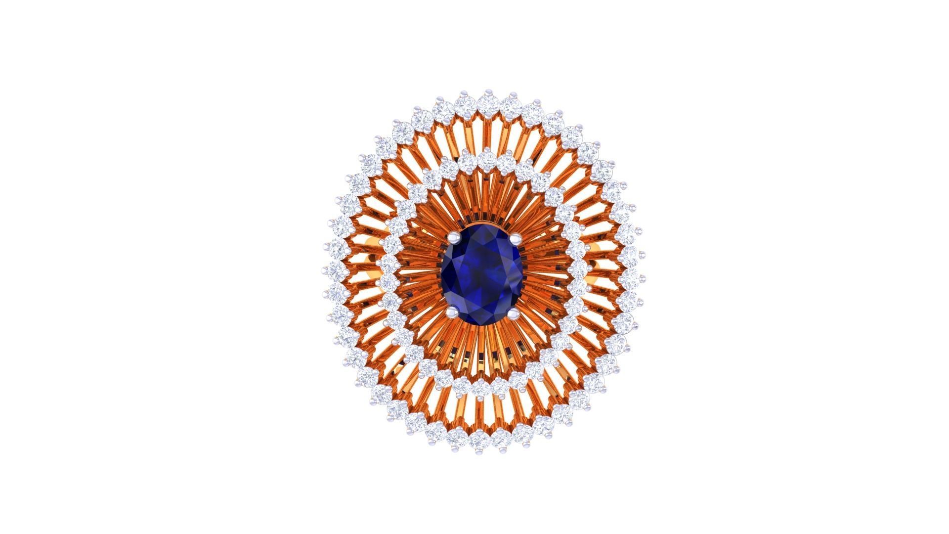 Gemstone High Jewelry Cocktail Ring 3dm stl renders 3D print model_7