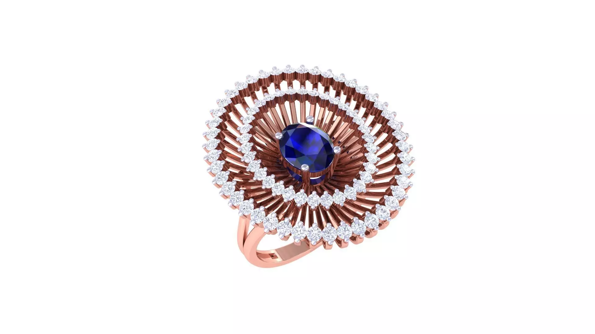 Gemstone High Jewelry Cocktail Ring 3dm stl renders 3D print model_0