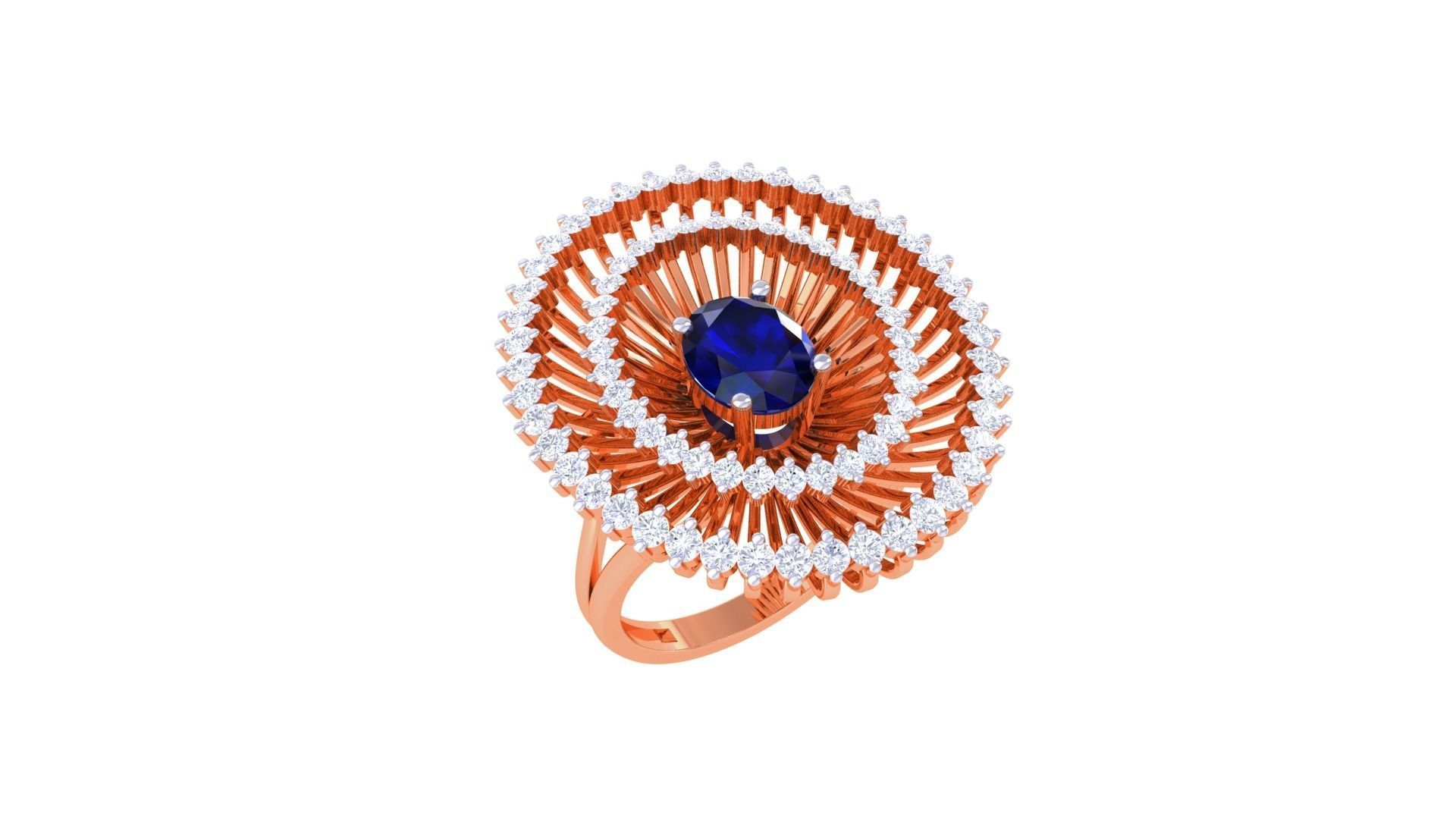 Gemstone High Jewelry Cocktail Ring 3dm stl renders 3D print model_6