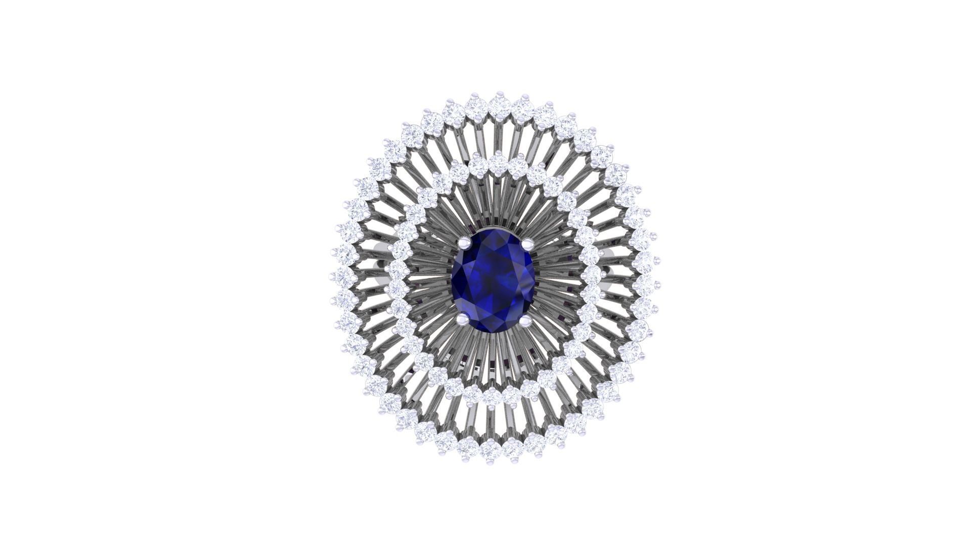 Gemstone High Jewelry Cocktail Ring 3dm stl renders 3D print model_8