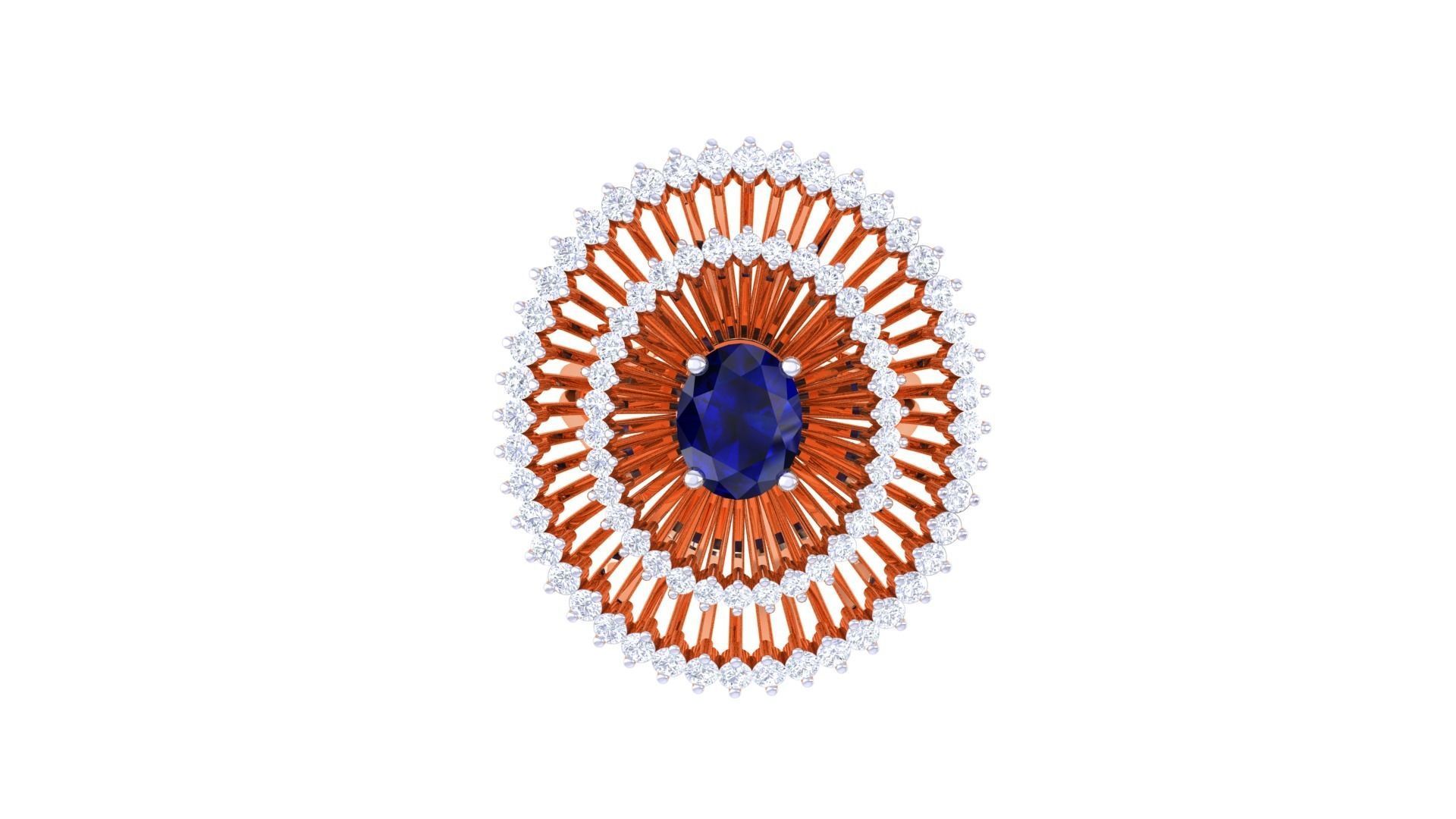 Gemstone High Jewelry Cocktail Ring 3dm stl renders 3D print model_9