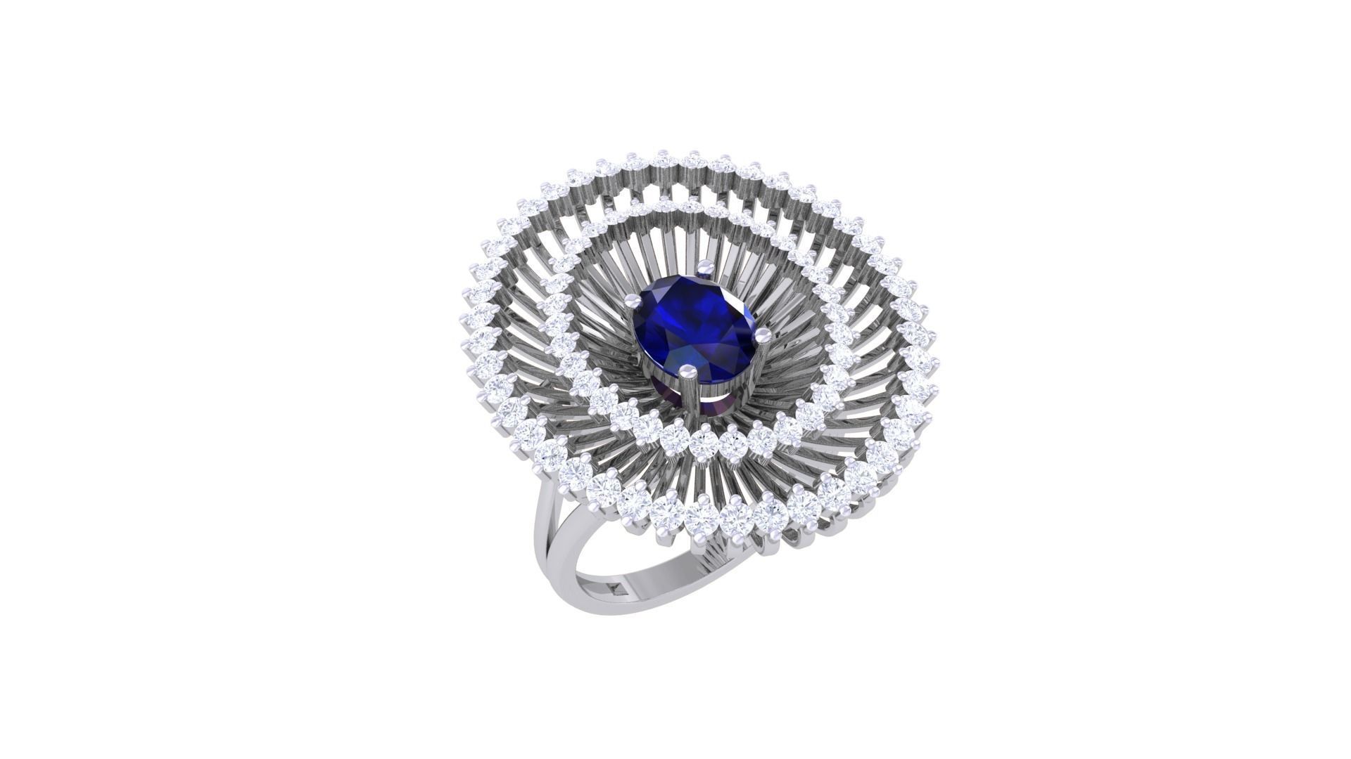 Gemstone High Jewelry Cocktail Ring 3dm stl renders 3D print model_1
