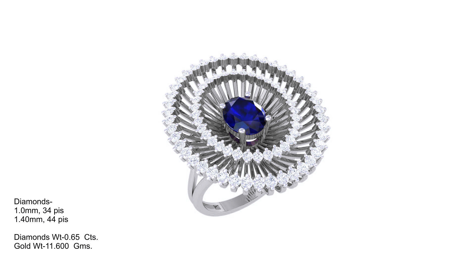 Gemstone High Jewelry Cocktail Ring 3dm stl renders 3D print model_4