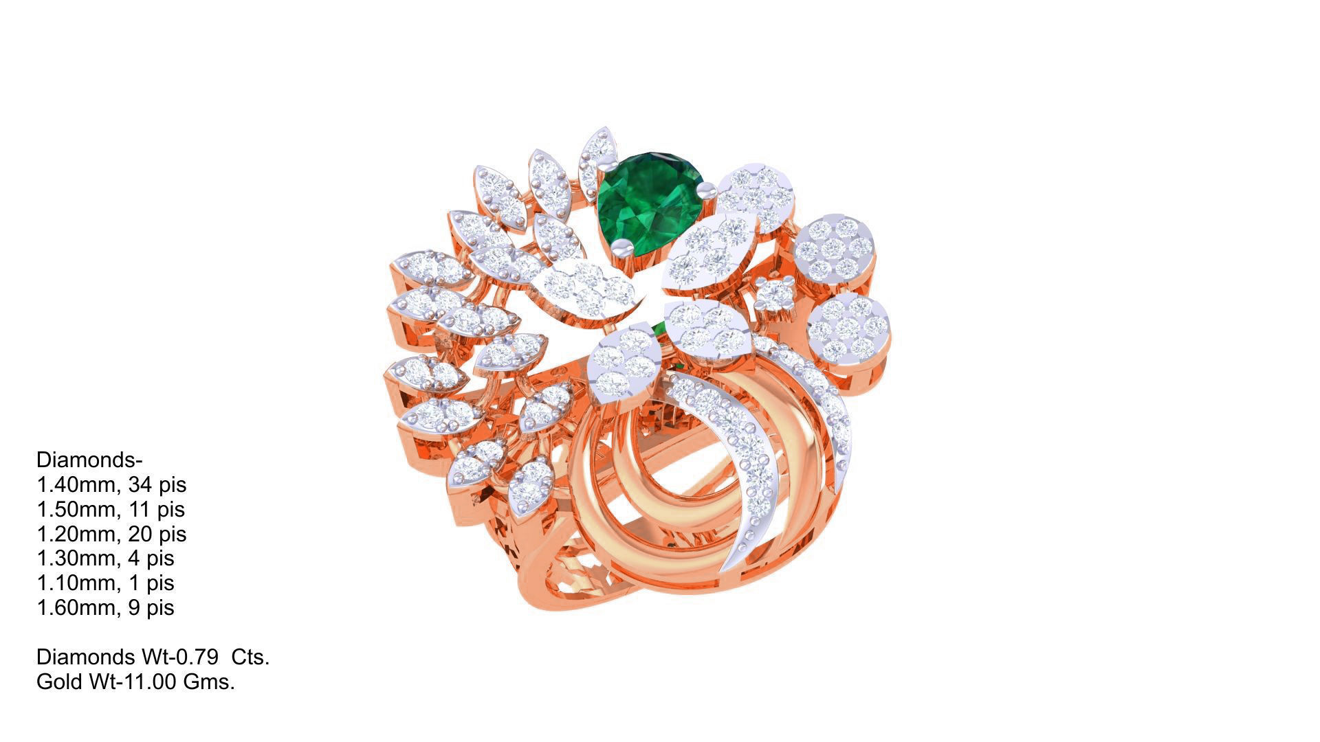 Gemstone High Jewelry Cocktail Ring 3dm stl renders 3D print model_5