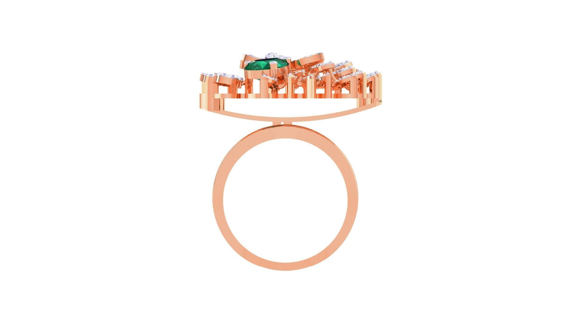 Gemstone High Jewelry Cocktail Ring 3dm stl renders 3D print model_12