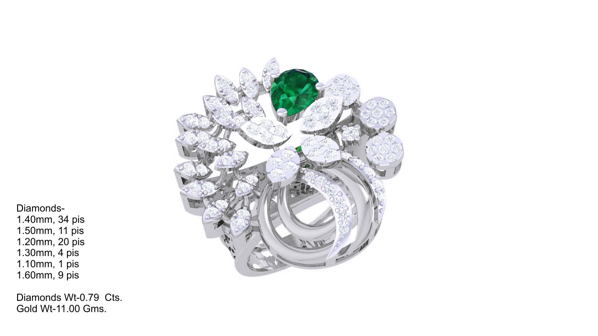 Gemstone High Jewelry Cocktail Ring 3dm stl renders 3D print model_3