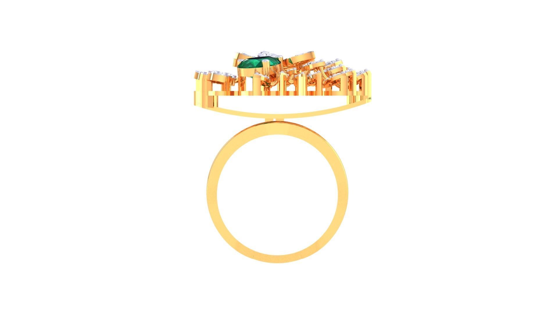 Gemstone High Jewelry Cocktail Ring 3dm stl renders 3D print model_10