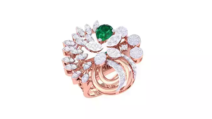 Gemstone High Jewelry Cocktail Ring 3dm stl renders 3D print model