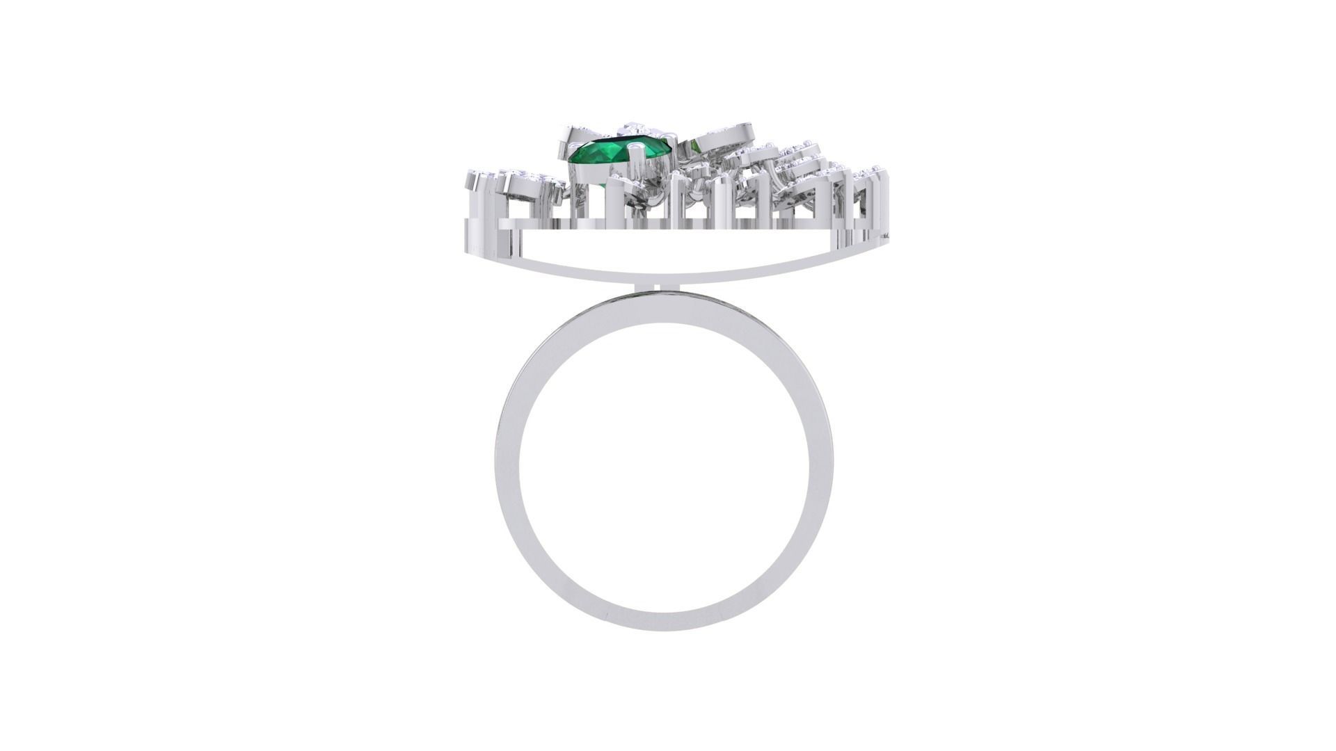 Gemstone High Jewelry Cocktail Ring 3dm stl renders 3D print model_11