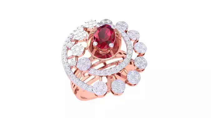 Gemstone High Jewelry Cocktail Ring 3dm stl renders