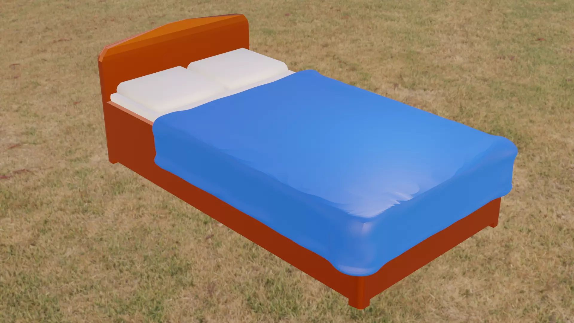 low poly bed Low-poly 3D model_0
