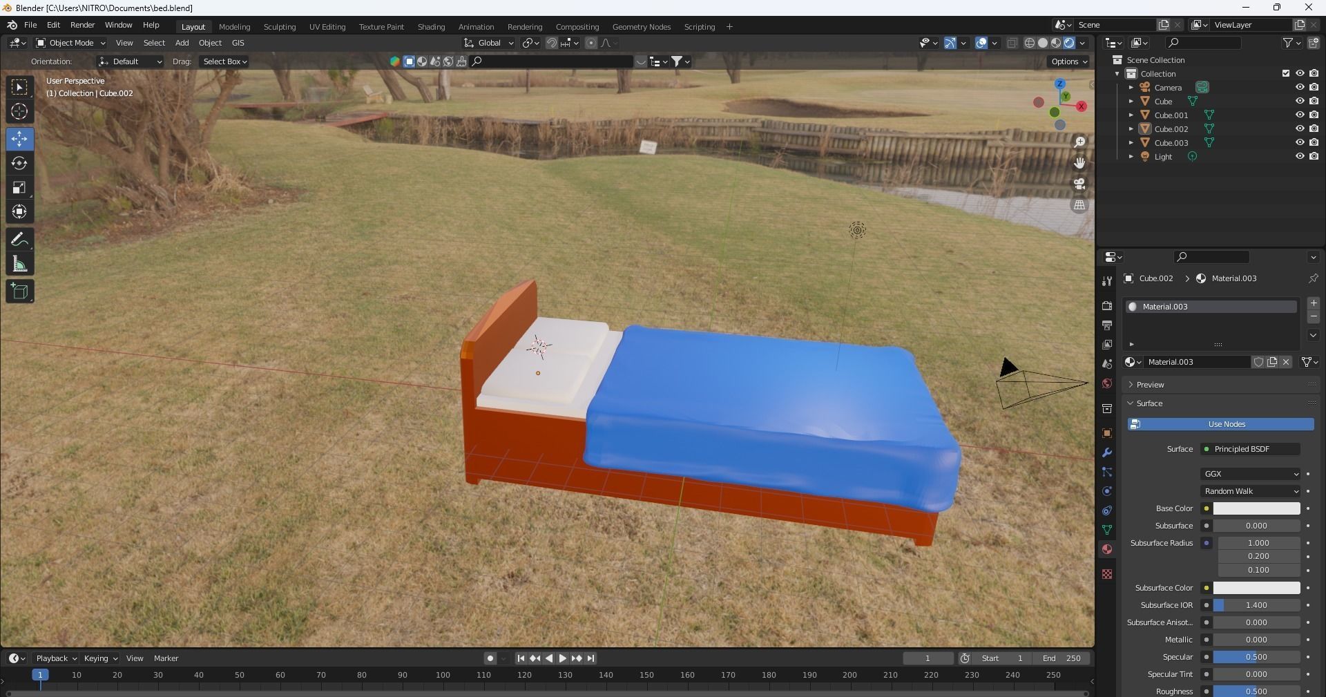 low poly bed Low-poly 3D model_1