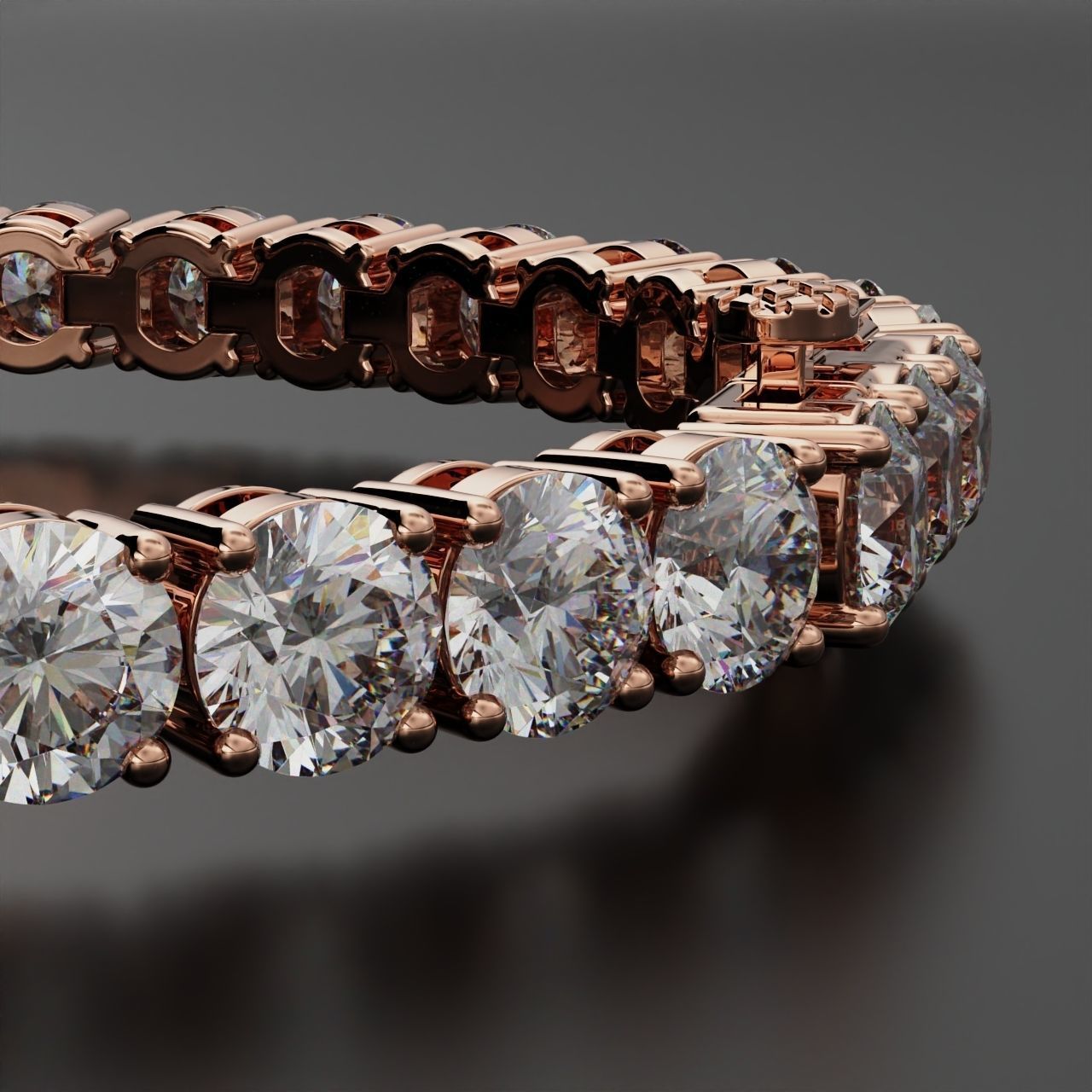 Tennic Braclet round gem  6mm 3D print model_6