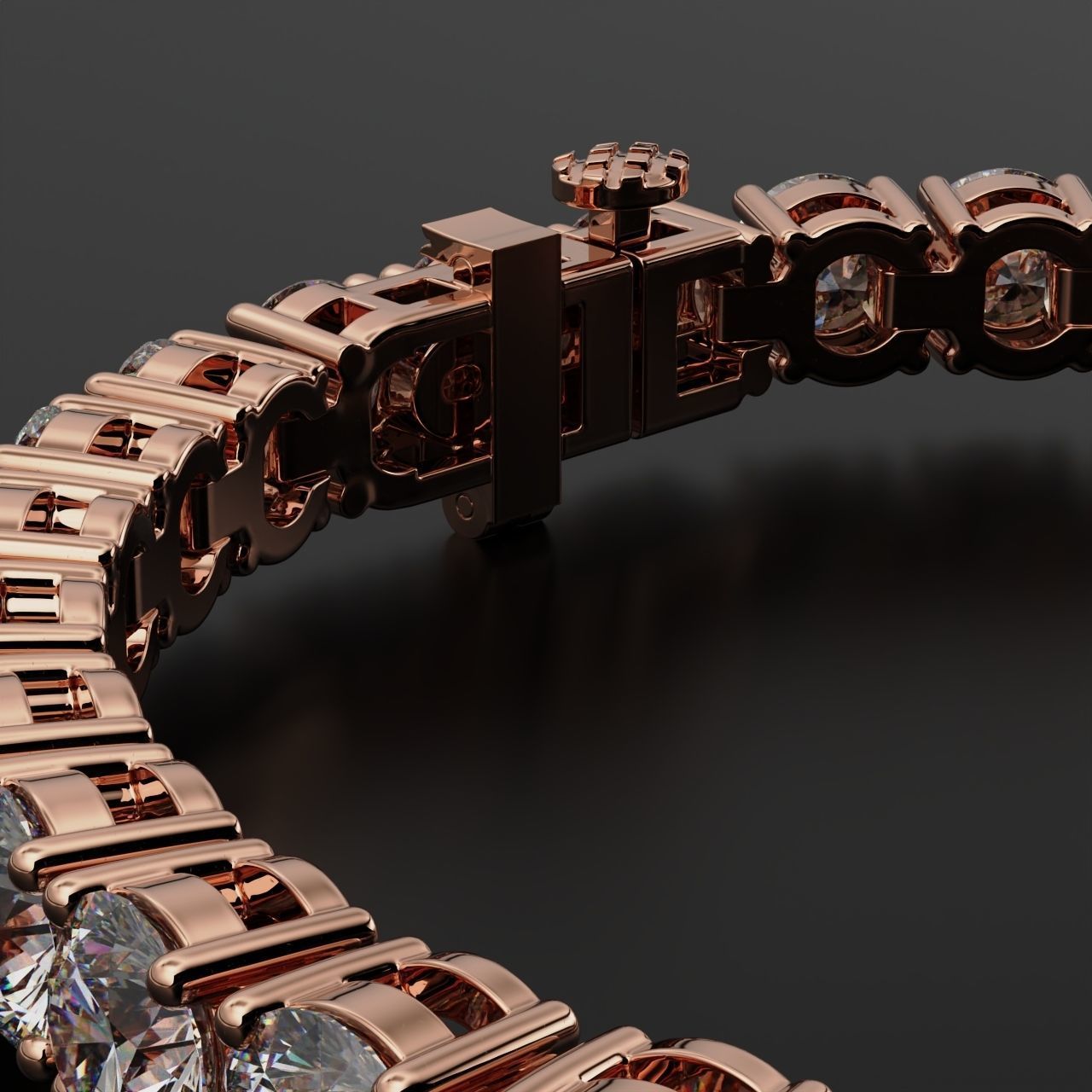 Tennic Braclet round gem  6mm 3D print model_17