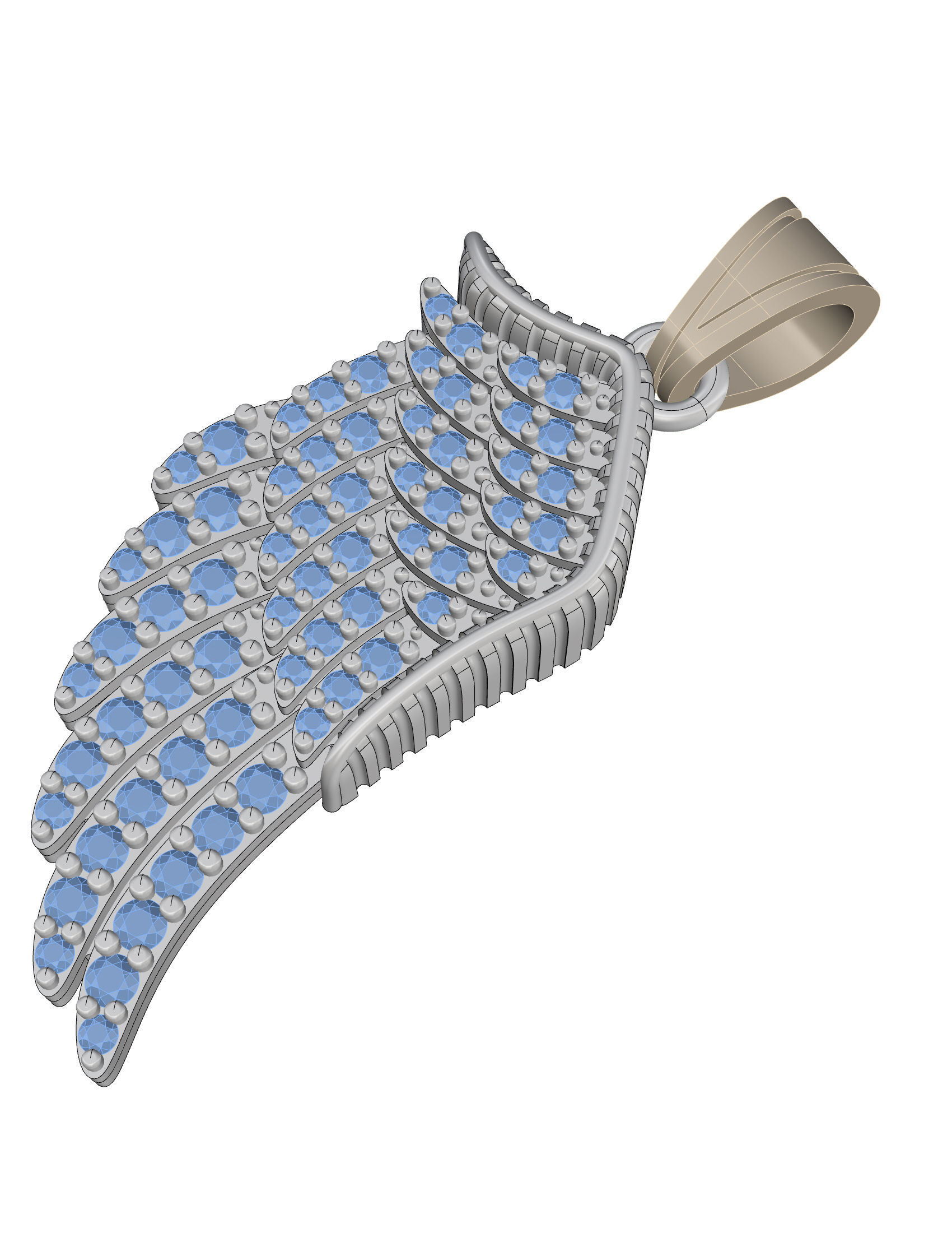 Wings Pendant 3D print model_11