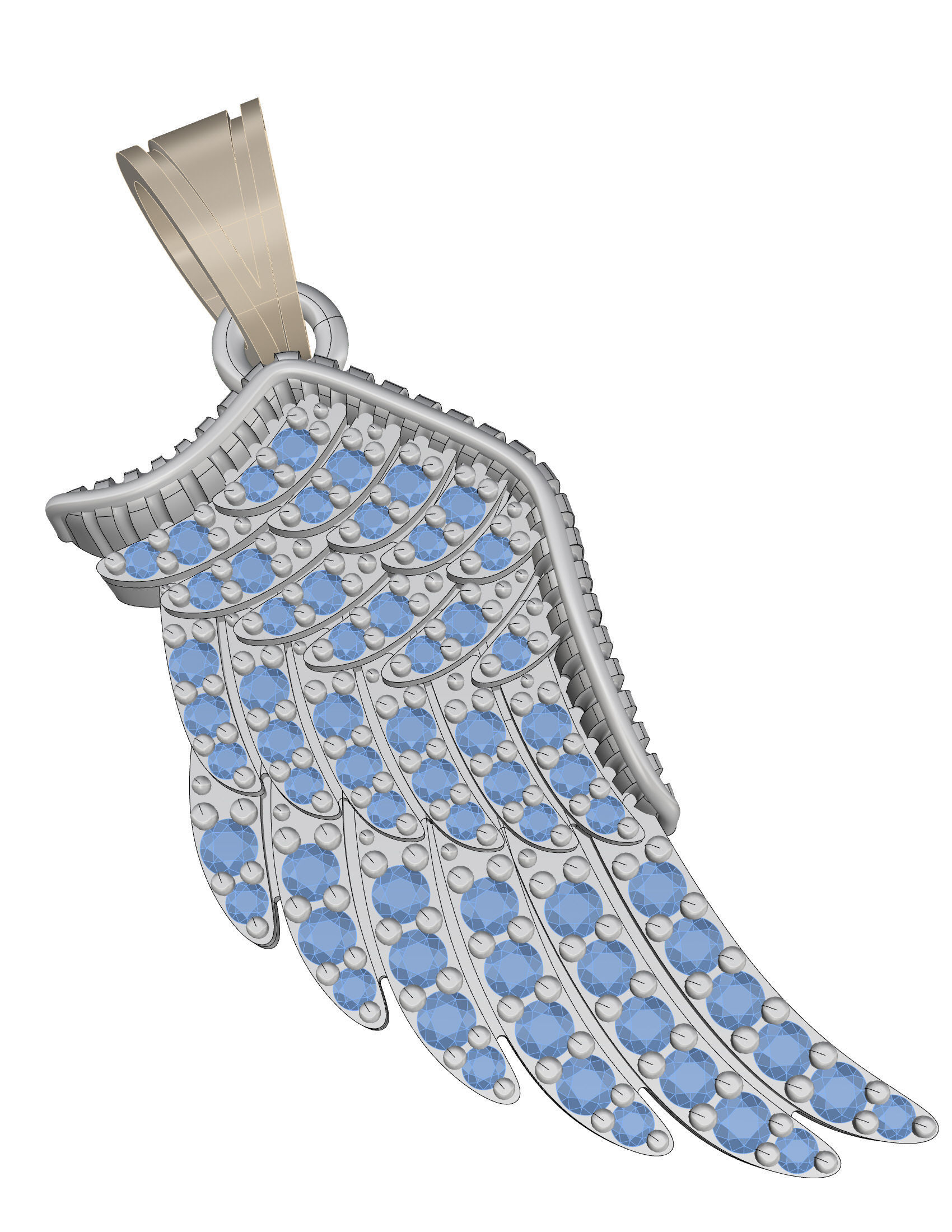 Wings Pendant 3D print model_8