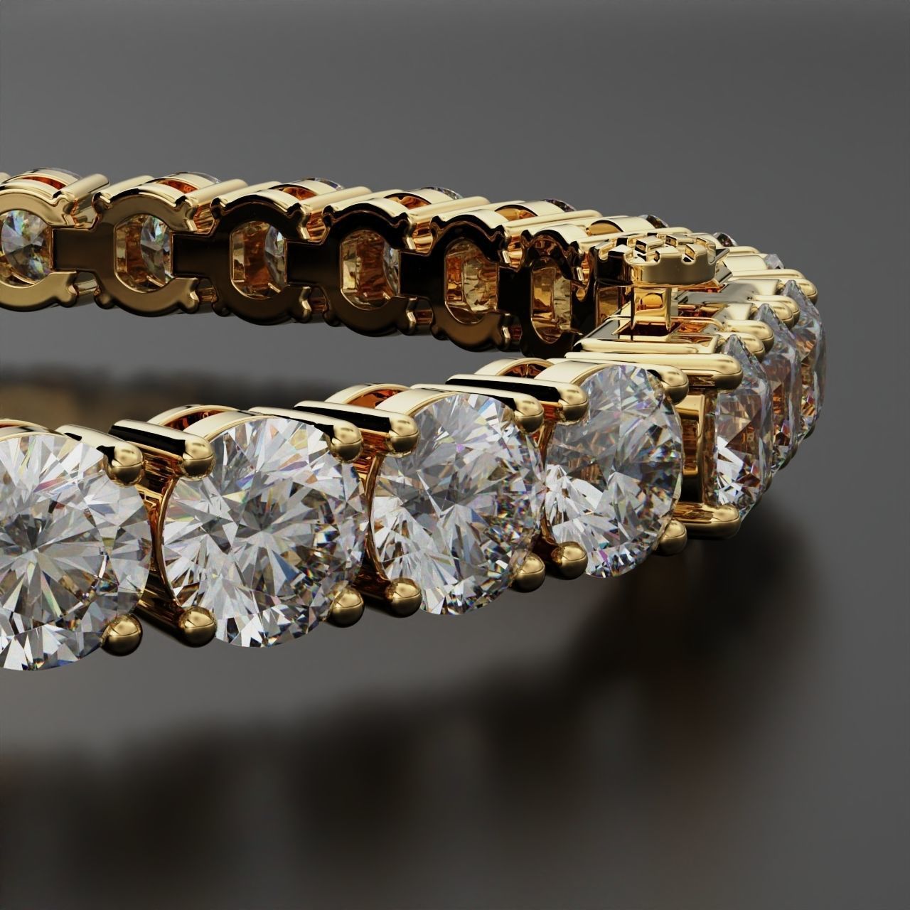 Tennic Braclet round gem 6 5mm 3D print model_8