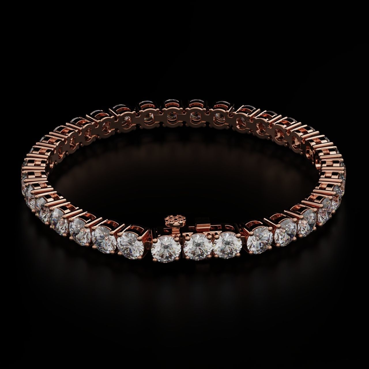 Tennic Braclet round gem 6 5mm 3D print model_1