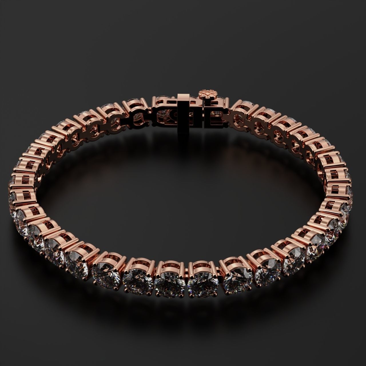 Tennic Braclet round gem 6 5mm 3D print model_5