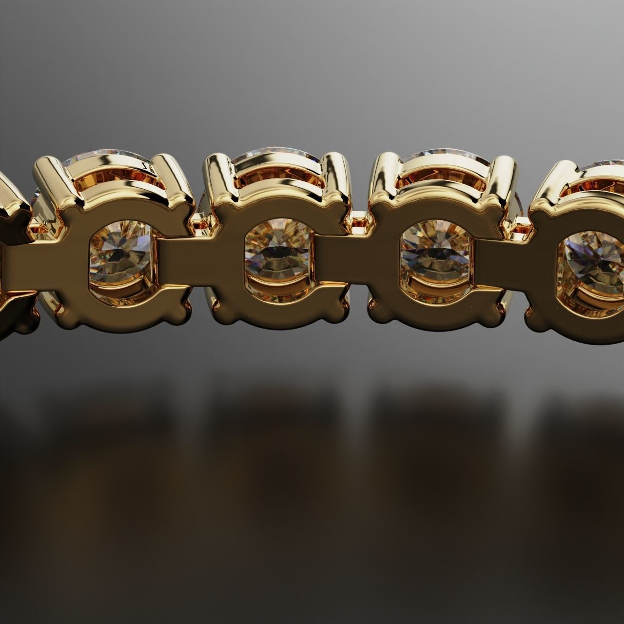 Tennic Braclet round gem 6 5mm 3D print model_14