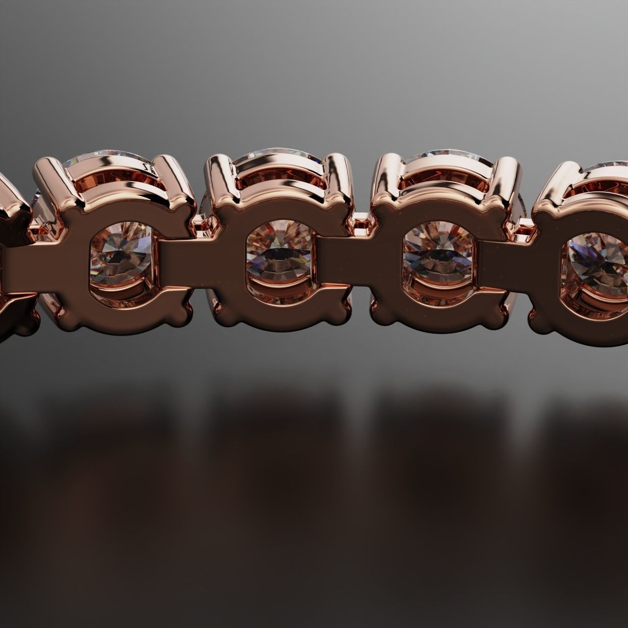 Tennic Braclet round gem 6 5mm 3D print model_12