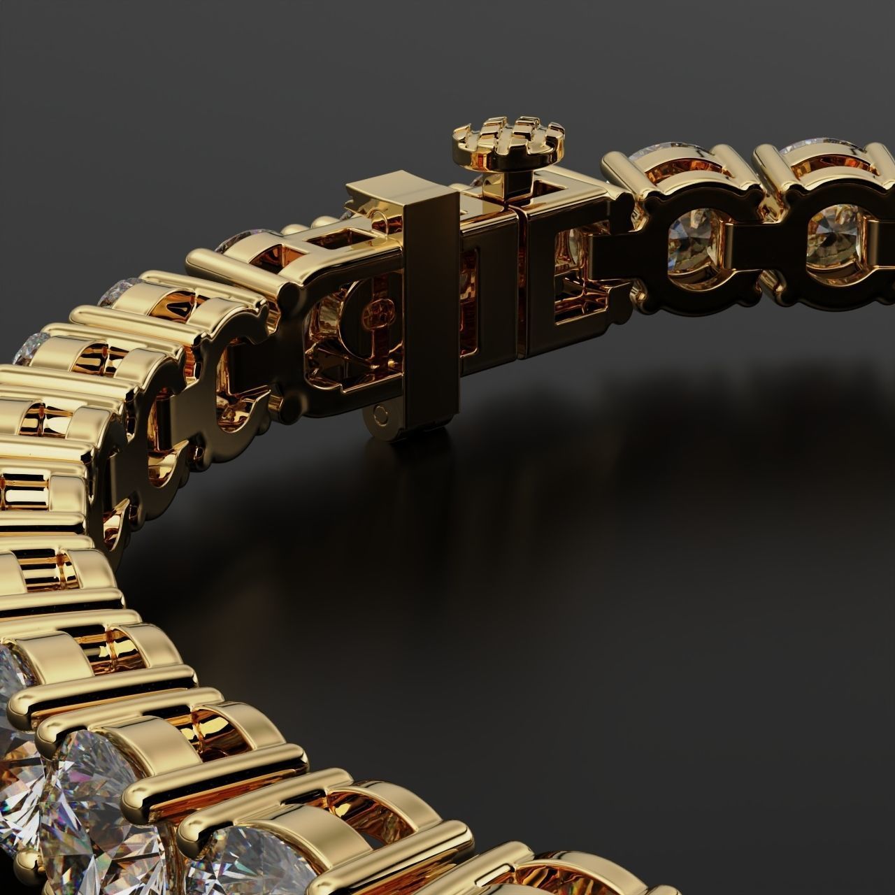 Tennic Braclet round gem 6 5mm 3D print model_15