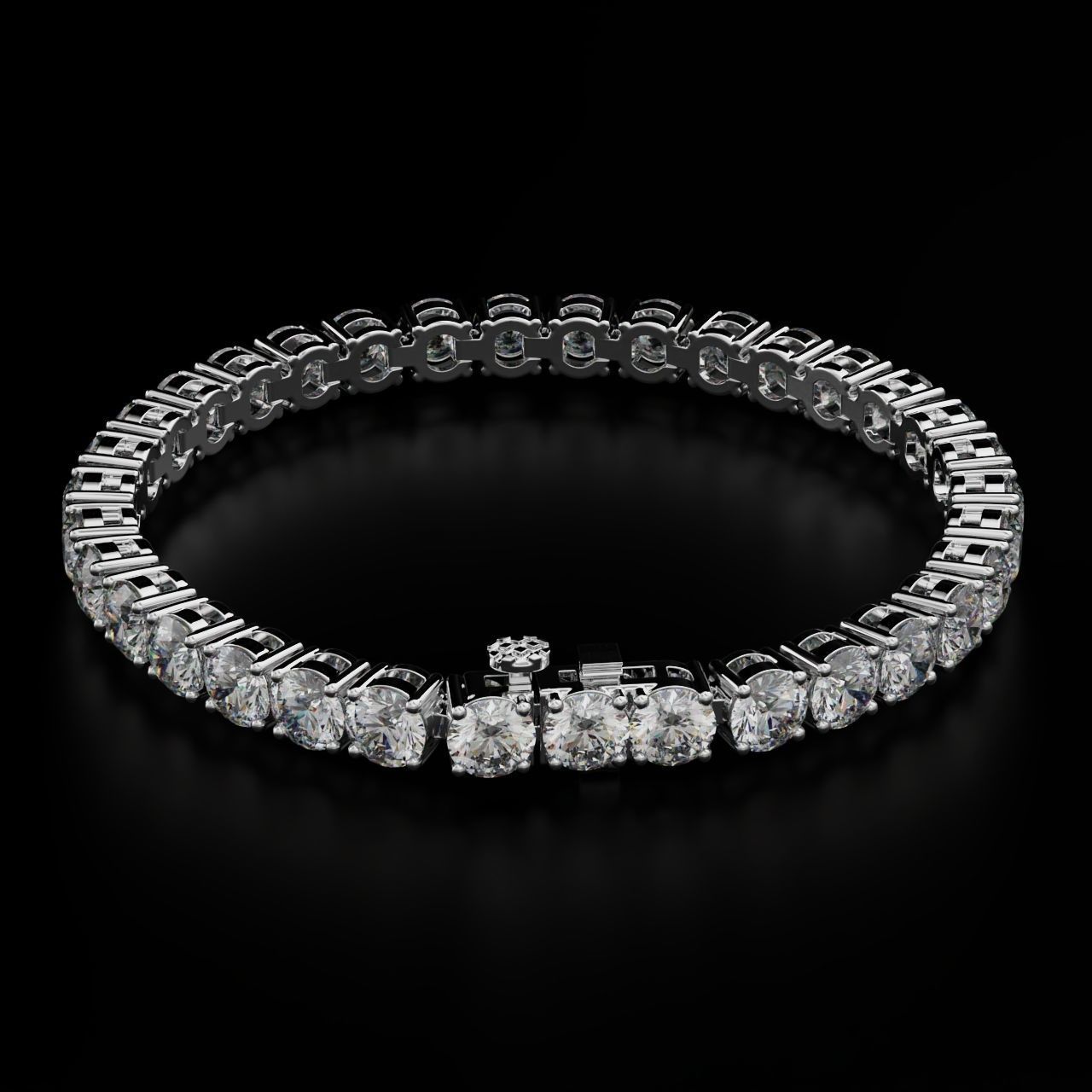 Tennic Braclet round gem 6 5mm 3D print model_2