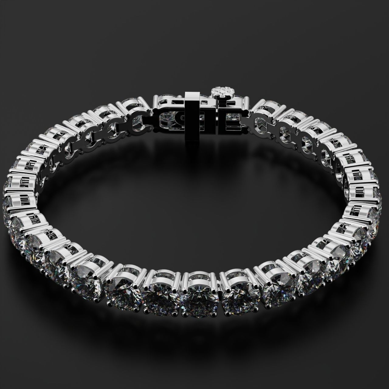 Tennic Braclet round gem 7 5mm 3D print model_19