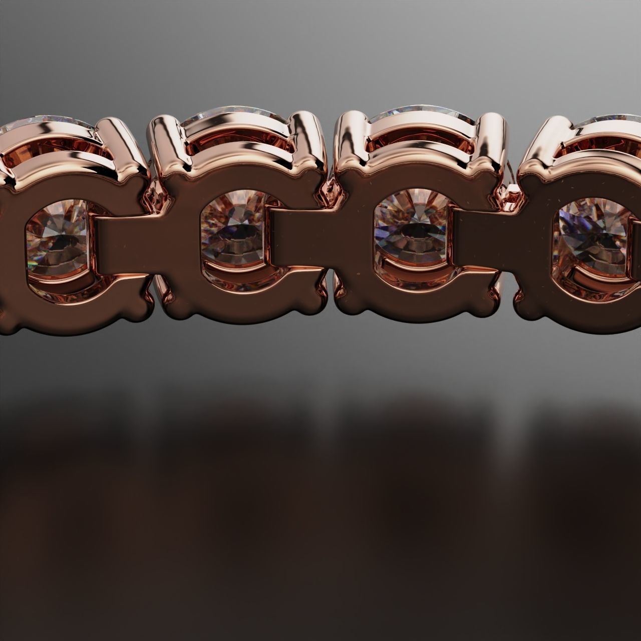 Tennic Braclet round gem 7 5mm 3D print model_10