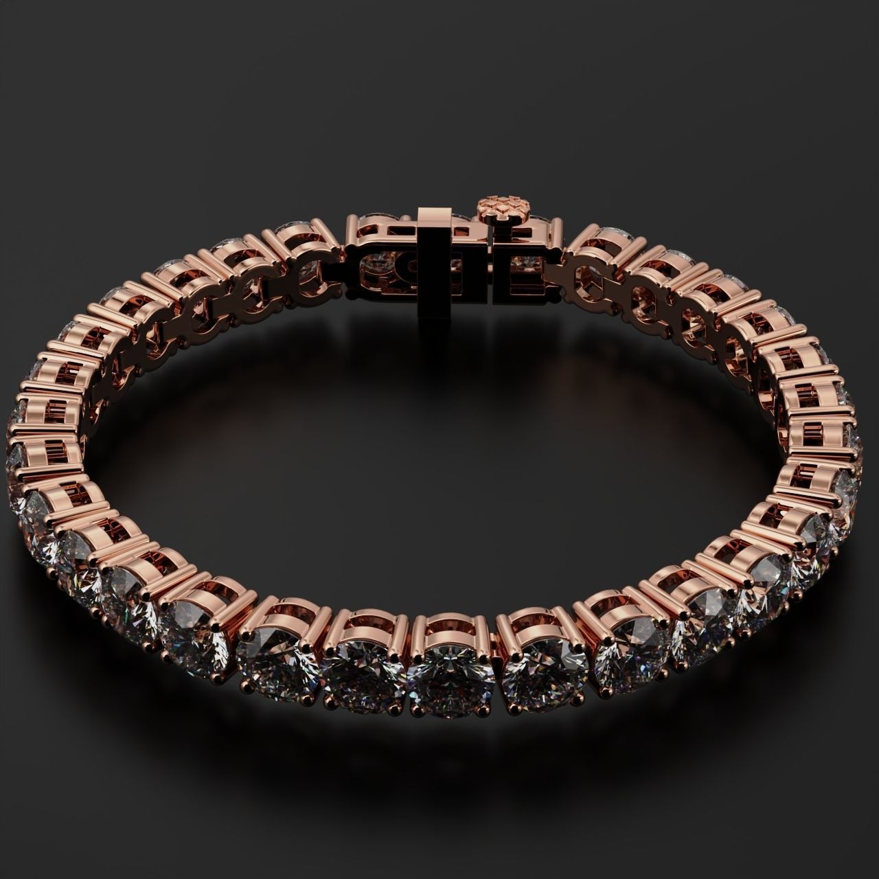 Tennic Braclet round gem 7 5mm 3D print model_11